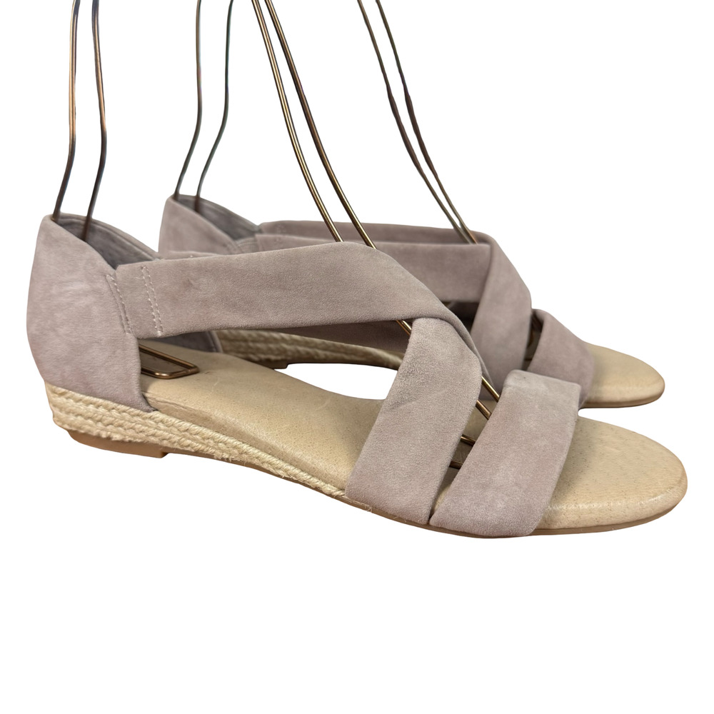 Alex Marie Womens Leather Pink Espadrille Wedge Strappy Open Toe Shoes sz 7.5